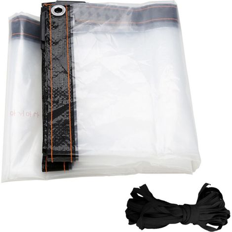 Bâche Imperméable Transparente avec Oeillets 3x2M Matériau PVC Pliable D'extérieur Étanche, Indéchirable et Coupe-Vent Bâche (1/4)