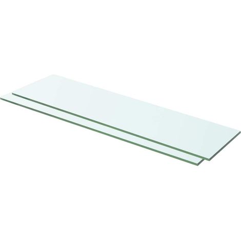 Lot de 2 Panneaux d'étagère Étagère de Rangement - Meuble de rangement Verre Transparent 60 x 12 cm BV378981 - BonneVie (1/3)