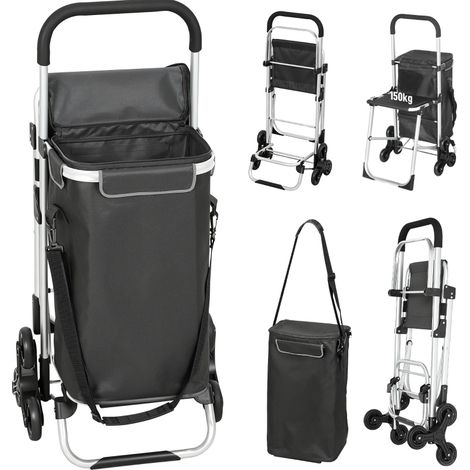 Carro de la compra con asiento 40 L triciclo aluminio gris oscuro (1/5)