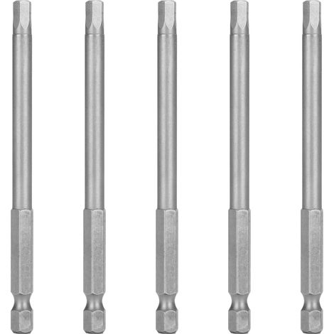 Lot de 10 embouts de tournevis magnétiques de 5 mm en acier allié, tige hexagonale de 6,35 mm (1/4 pouce). (1/5)
