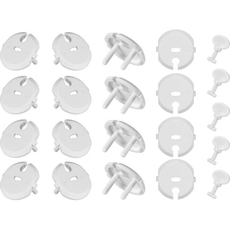 Ensemble de 46 pièces (40 cache-prises + 6 clés) cache-prises de sécurité enfant avec mécanisme rotatif pour prises standard à 2 trous, blanc (1/5)