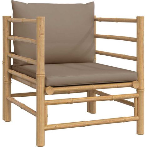 Canapé de jardin Divan de jardin avec coussins taupe bambou (1/5)