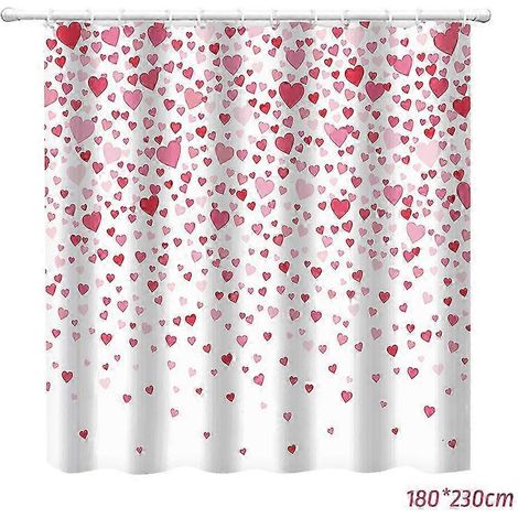 Rideau de douche Saint-Valentin avec cœur, séparation sèche et humide, pour salle de bain, 2 pièces (1/5)