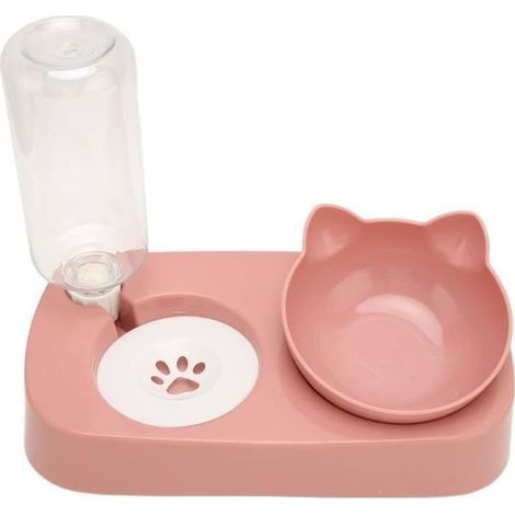 Futternapf – NEU – 2-in-1 – Austauschbare Wasserflasche – Sicher und langlebig – Rosa (1/4)