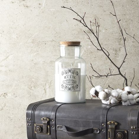 Bougie - HOME DECO FACTORY - Musc Maison Tradition - Parfumée - Vintage - Blanc (1/3)