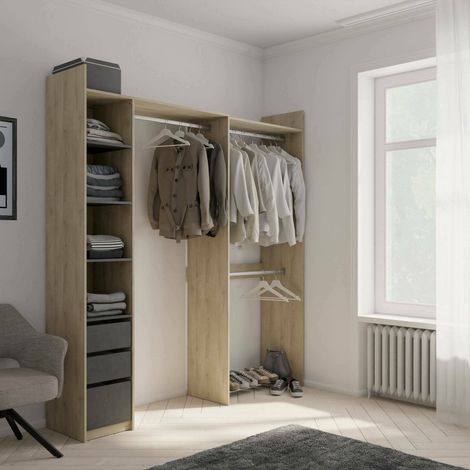 Dmora - Gran Armario Battuda, Muebles de dormitorio, Vestidor, Armario de ropa, 200x44 h218 cm, Roble (1/5)