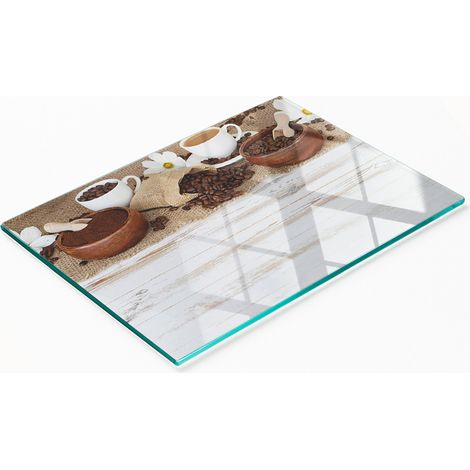 Tabla decorativa multifuncional de vidrio templado para tazas de café, 80x52 cm. (1/5)