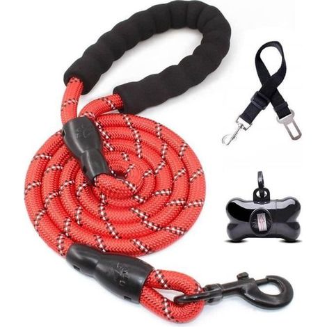 1,5 m lange Nylon-Hundeleine – Rot – Zum Laufen, Wandern und Spazierengehen (1/5)