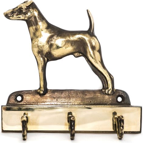 Fox Terrier - Colgador de llaves con perro, soporte de latón para accesorios de perro, elegante decoración para el pasillo de Art-Dog (1/5)