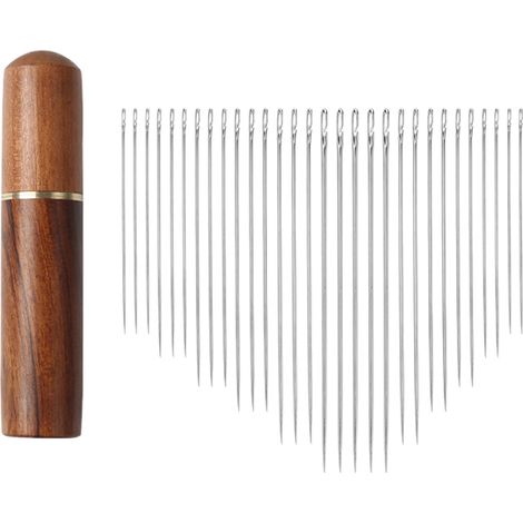 1 tube porte-aiguilles Divers accessoire de portail, en palissandre et acier inoxydable, pour rangement maison, loisirs créatifs, cure-dents (1/5)