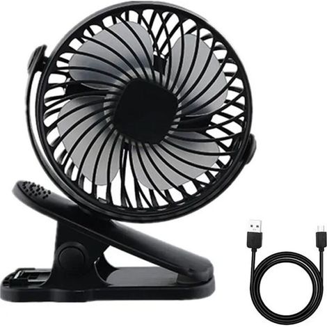 Ventilateur à Clipper Silencieux, USB Rechargeable 360° de BureauSilencieux Ventilateur Clip pour Poussette Camping