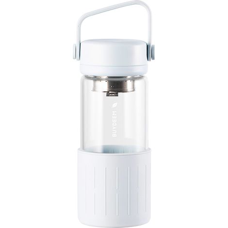 Botella de vidrio BUYDEEM con infusor de 300 ml, modelo DG42, color blanco avena