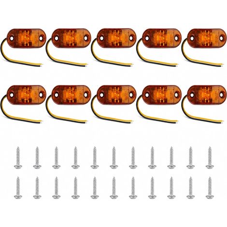 10 Feux de Marquage Latéral LED 12V 24V, Feux de Gabarit, IP65 Étanche pour Camion Remorque Caravane Camping-Car, Lot de 10 (1/5)