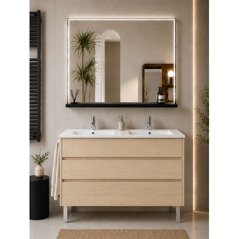 Badmöbel mit Waschbecken ORIGENBATH IMPERIA ohne Spiegel 120x45 cm Doppelwaschbecken Estepa (1/3)