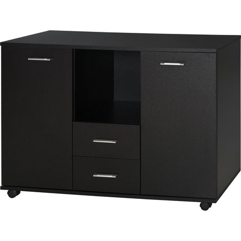 Armadietto 2 Ante 2 Cassetti 100x40x71 cm il Legno Truciolato  Nero (1/5)