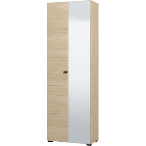 Guardaroba 2 Ante Azzano, Armadio Camera da Letto Appendiabiti, 3 Ripiani, 2 Ante, 64x194h cm Marrone Rovere