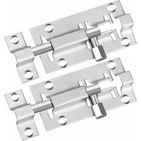 Lot de 2 verrous coulissants Verrou de qualité supérieure à pêne cylindrique de 3 pouces, verrou coulissant de porte en acier inoxydable, verrou à pêne coulissant robuste, verrou coulissant de sécur (1/5)