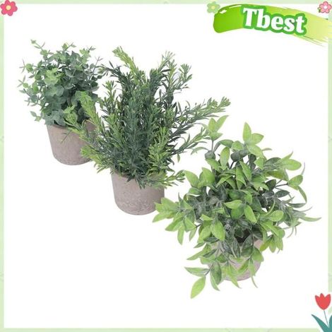 Tbest Fausses plantes d’eucalyptus en pot Plantes Artificielles en Pot D'eucalyptus, Paquet de 3 Mini Plantes en luminaire plante (1/5)