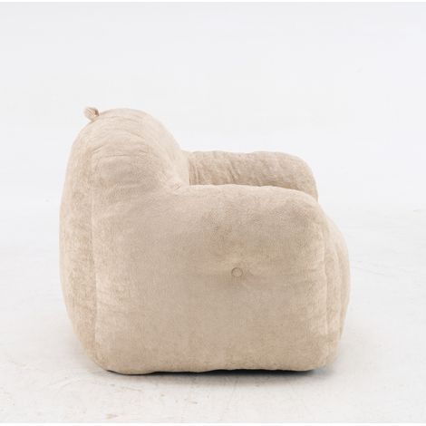 Beiger Sitzsack-Sessel in Teddy-Stoff mit Armlehnen und Schaumstoffflockenfüllung (1/5)
