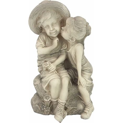 Lower Kids Mädchen und Junge Gartendeko-Statue, Polyresin, Antikstein, Superma, 1 Stück (1/5)