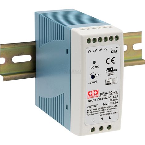 Mean Well DRA-60-24 Hutschienen-Netzteil (DIN-Rail) 24 V/DC 2.5 A 60 W Anzahl Ausgänge:1 x Inhalt
