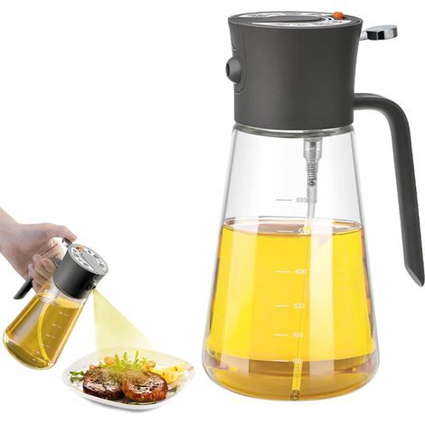 Botella pulverizadora de aceite de 600 ml, dispensador de aceite de oliva, botella pulverizadora de aceite de oliva, pulverizador de aceite para cocinar y barbacoa. (1/5)