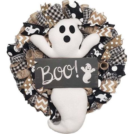 Couronne de fantômes d'Halloween, adorable couronne de fantômes Boo, accessoires de décoration pour portes et fenêtres de festival