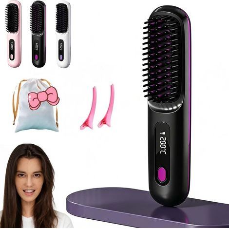 Brosse soufflante sans fil 3 modes – Écran LED – Température réglable 160/180/200°C – Pour cheveux fins. normaux et épais (1/5)