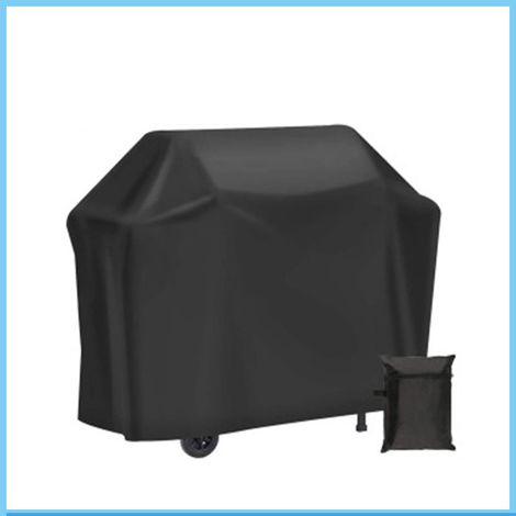 Grillabdeckung, strapazierfähige 210D Oxford-Plane, Schutz für Gasgrill, winddicht/UV-beständig/wasserdicht/feuchtigkeitsbeständig/staubdicht, 147 x 61 x 117 cm, Schwarz (1/4)