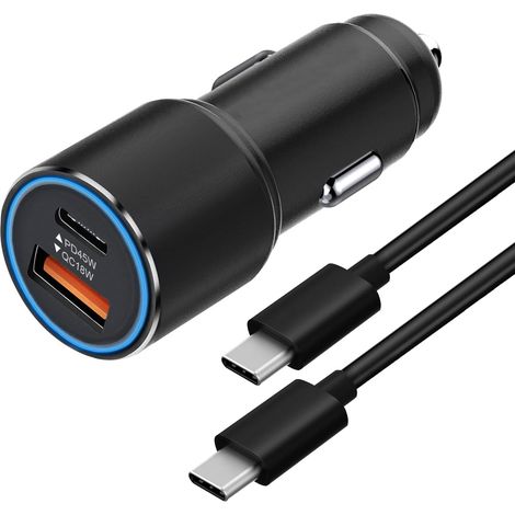 Chargeur Voiture Rapide pour Samsung Galaxy S26 Ultra/S25 Plus/S24 FE/S23 S22 S21 S20,A57 5G A37 A27 A56 A36 A26 A55 A35 A26 A54 A34 A24 A53 A33 Z Fold 5 6 7 Allume Cigare USB C 45W &USB 18W et Cable (1/5)