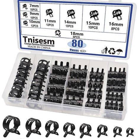 Kit de 80 colliers de serrage à ressort en silicone pour tuyaux d'arrosage (1/5)
