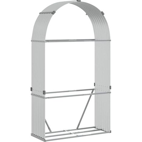 Maison Exclusive - Leñero de acero galvanizado plateado 120x45x21