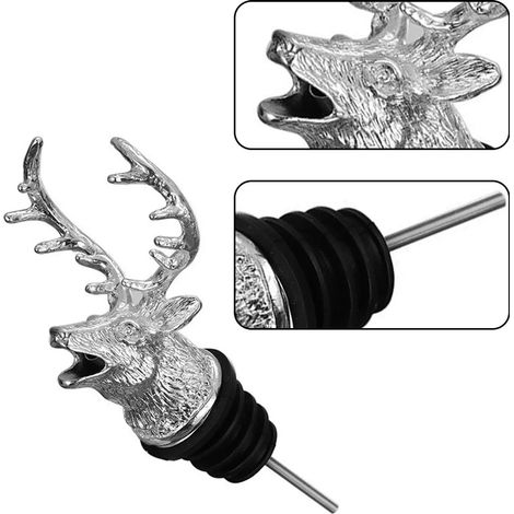 Verseur à vin aérateur en acier inoxydable en forme de tête de cerf, cadeau unique, argenté, bec verseur à vin en forme de tête de cerf-AquaForge (1/5)