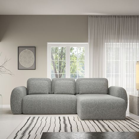 Umkehrbares und umwandelbares 3-Sitzer-Ecksofa mit Truhe Carmela Grau