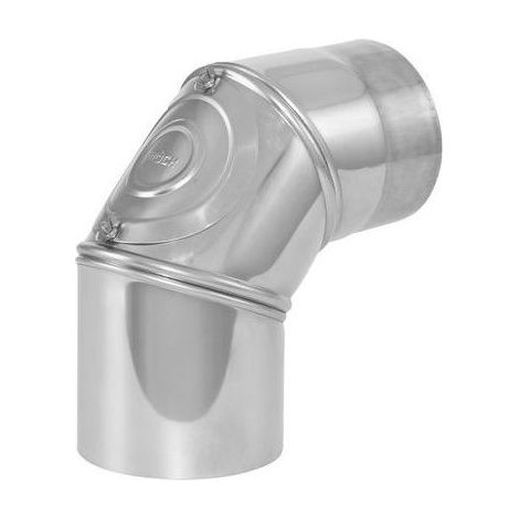Buderus Abgasrohrbogen V4A d200x0,8mm, 3 Segmente, Werkstoff 1.4404, 0-90 Grad drehbar, mit Tür