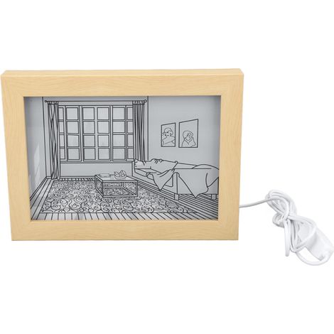 Tableau lumineux LED, prise USB, 3 modes d'éclairage, luminosité réglable, lampe décorative de chevet (1/4)