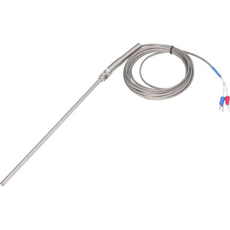 Sonde thermocouple de type K en acier inoxydable pour la mesure de température, 200 mm, 3 mètres (1/4)