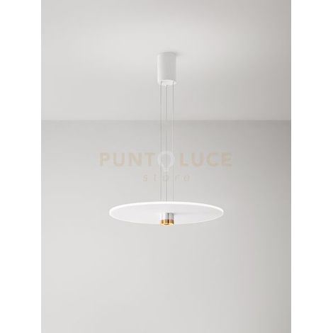 Sospensione Minimal Stream Metallo Bianco E Oro Acrilico Led 50W 3000K