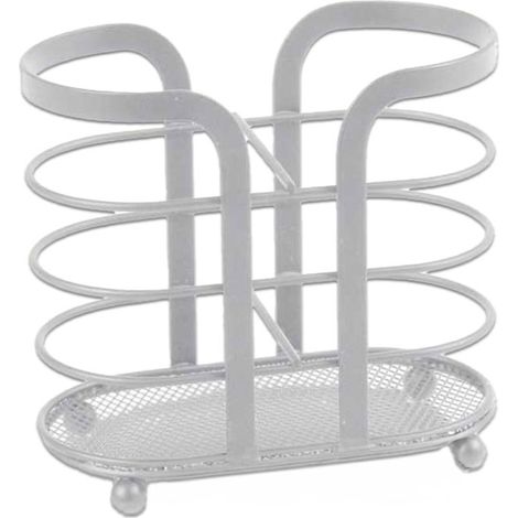 PORTABICCHIERI IN METALLO 16X8X15 CM IN COLORE BIANCO