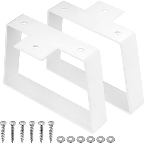 Lot de 2 pieds de table basse en métal trapézoïdaux pour canapé, commode, armoire, chaise, canapé, table à manger (15,2 cm, blanc) (1/5)