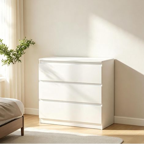 Weiße Kommode mit 3 Schubladen 80 x 39 x 73 cm OKMYHOME (1/5)