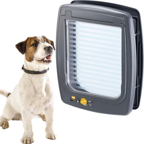 Porte pour Chiens de Taille Moyenne, Chatiere, Entrée et Sortie Contrôlables à 4 Voies, Proctection Contre Les Courants d'air, Tunnel Complet, Swing 11 Chatiere pour Chien, Gris (1/5)