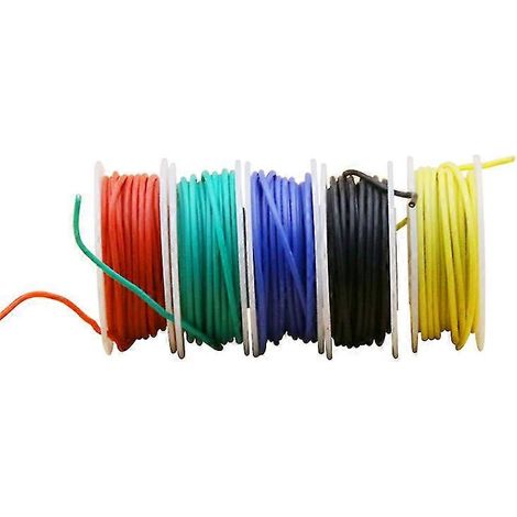 Fil électrique 26 AWG, kit de fil à crochets, fil en silicone flexible (5 bobines de 10 mètres de couleurs différentes), résistance aux hautes températures, 300 V (1/5)