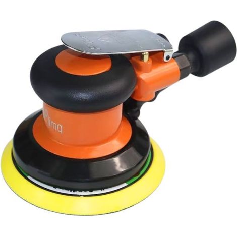 Ponceuse pneumatique multifonction 4 pouces couleur orange Plima, pour carrosserie mastic et finition avec aspiration poussière (1/4)