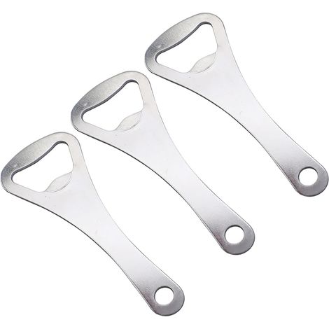 Juego de 3 abridores de botellas de acero inoxidable, abridor de botellas de cerveza, abridor de botellas de cerveza para uso doméstico (largo 9,3 cm, ancho 3,5 cm) (1/5)