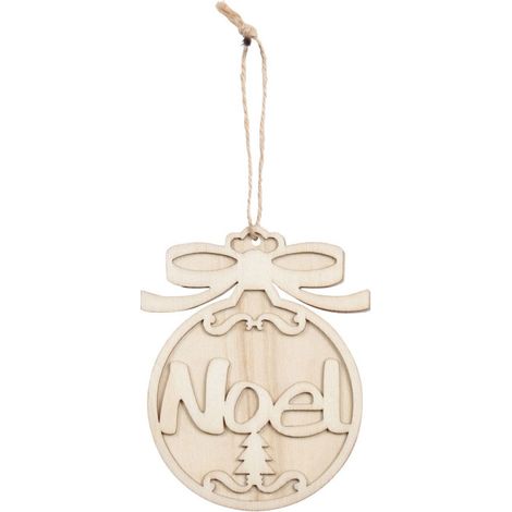Sujet en Bois à Décorer "Boule Noël" 12cm Naturel