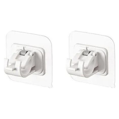 Lot de 2 supports de tringle à rideaux autocollants - Supports pour rideaux blancs (1/2)