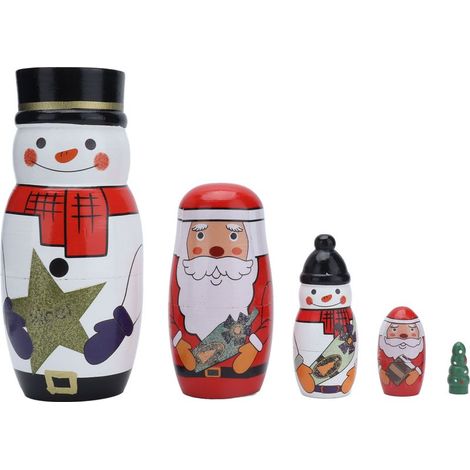 Poupées gigognes rondes brillantes, 5 pièces, Style de noël Unique, ornements décoratifs attrayants pour cadeaux festifs (1/5)