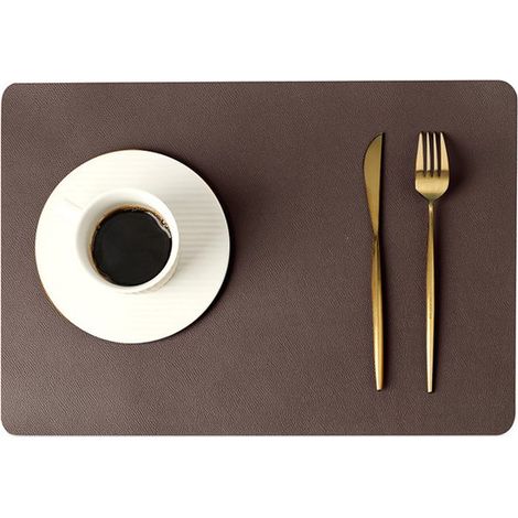 4 Platzsets, rutschfest, doppellagig, waschbar und wasserdicht, wasser und ölabweisend, wärmeisolierend für Hotels, 43 x 30 cm, Nebelblau (1/5)