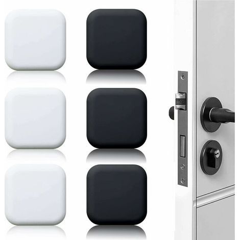 Butoir de porte mural grand 6 pièces tampon de porte autocollant en caoutchouc blanc/noir 45mm×45mm tampon de poignée de porte tampon mural pour poignées de porte contre butée de porte (1/5)
